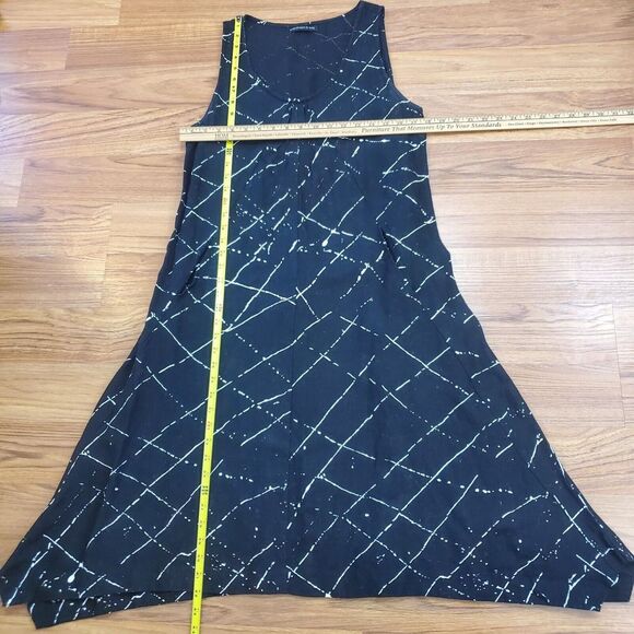Snapdragon & Twig Linen Tunic Dress Size Medium Black Abstract Painted Artsy - Picture 9 of 11